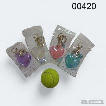 Imagen de LLAVERO CORAZON TORNAZOLADO ROSA/LILA/BLANCO/CELESTE 10.25